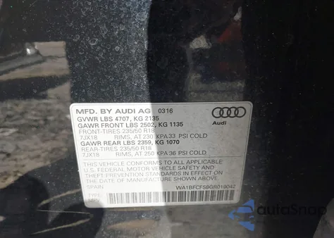 2016 Audi Q3 2.0T Premium Plus z USA, uszkodzony, nr VIN WA1BFCFS8GR019042